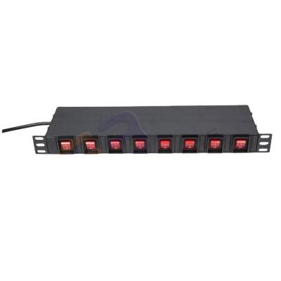 China Industrial Breaker 1U 19 Ways 16A 8 Inch Curcuit Aluminum C13 Rackmount IEC PDU for sale