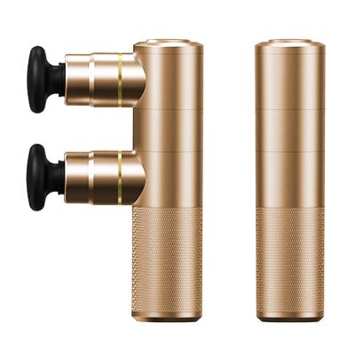 China Private Label Pocket Head Double Body Gun Massager Percussion Muscle Thruster Aluminum Fascial Gun Massager for sale