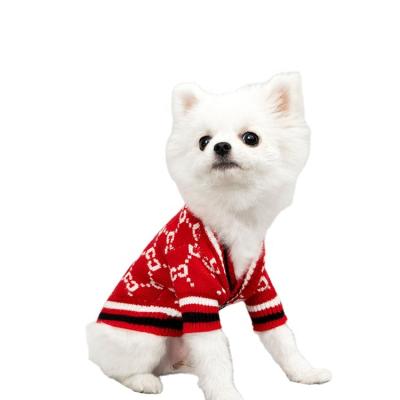 China Fashion Dog Viable Fashion Cardigan Grid Pets Dog Sweater Designer Clothes Autumn Winter New Warm Cat Woolen Sweater Dog Clothes for sale