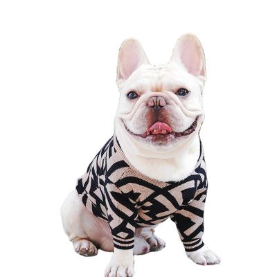 China Autumn Winter New Warm Cat Designer Clothes Pets Dog Sweater Grid Cardigan Fashion Viable Dog Wool Sweater Dog Clothes for sale