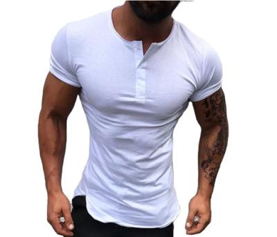 China Anti-wrinkle 2021wish Europe and America summer hot sale color men's slim T-shirt pure round neck turtle collar sleeves shorts for sale