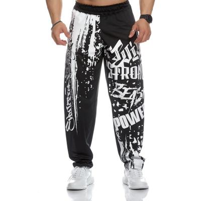 China Men's Track Trotter Mesh Fabric Breathable Graffiti Pattern Sweatpants Sweatpants Track Trotter Pantalones for sale