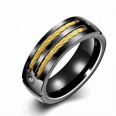 China CLASSIC Ring Unisex Simple Style Stainless Steel Black Ring for sale