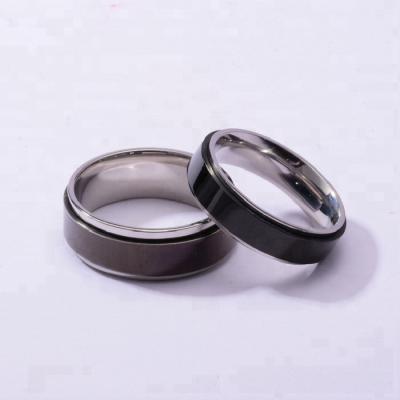 China Stainless Steel CLASSIC Jewelry Rotating Couples Ring  Pearl Body Jewelry for sale