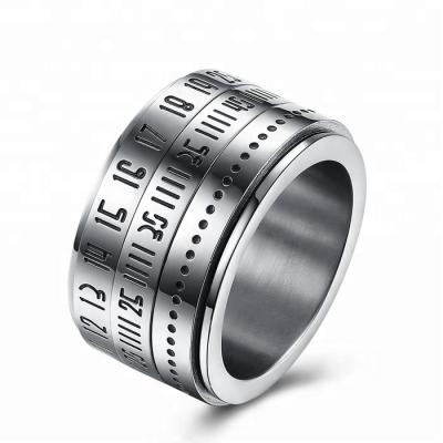 China CLASSIC stainless steel Arabic numerals ring rotatable single ring for sale