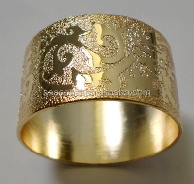 China Fast delivery of viable wholesale stock textured Chinese style napkin rings wedding decoration gold gift for sale