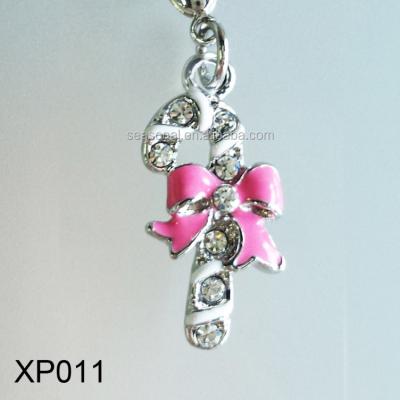 China Wholesale CLASSIC Cute Pink Bow Diamante Christmas Crutches Metal Jewelry Christmas Gifts for sale