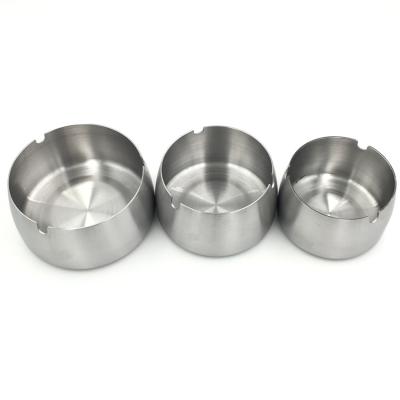 China Round Stainless Steel Metal Mid Size Tabletop Ashtray Home Stainless Steel Ashtray - M# for sale