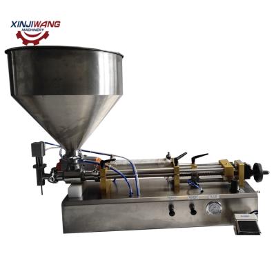 China New Model Food Horizontal Semi-automatic Piston Cosmetic Cream Filling Machine with Heater and Mixer for sale