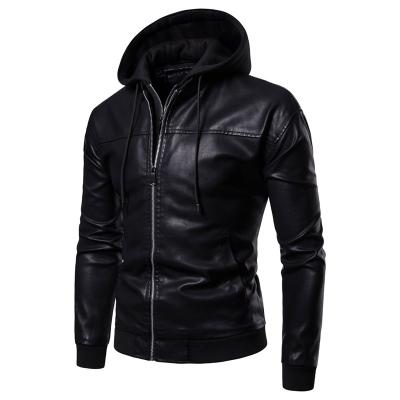 China Regular Plus Size Fashion Windproof Luxury Motorcycle Leather Jacket With Two Piece False Hood for sale