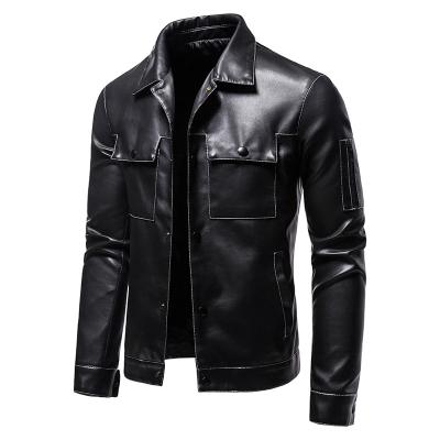 China Hot Selling Custom Slim Lapel Fashion Waterproof Outdoor Men Waterproof Leather Jackets for sale