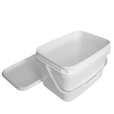 China Durable Rectangular Yellow Storage Bucket PP Flexible Clear Plastic Food Bucket With Screw Lid for sale