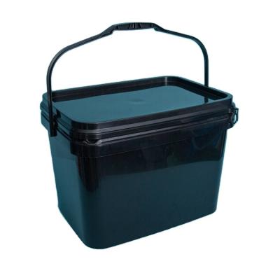 China Durable Durable PP Black Rectangular Bucket Printed Plastic Deep Buckets With Screw Lid for sale