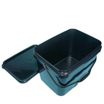 China Durable Rectangular Custom Thick Handle Storage Bucket PP Plastic Bucket With Cover for sale