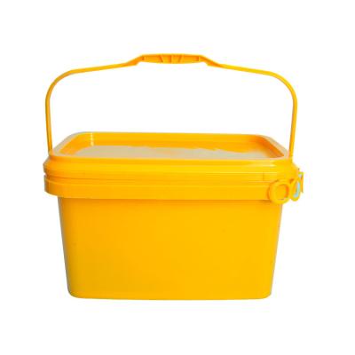 China Customizable Yellow Rectangular Plastic Bucket 18 Liter Durable Sale for sale