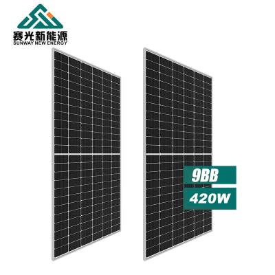 China Commercial transparent half bifacial mono solar panel perc 420w 6bb cells 144 cells solar panel 420watt for sale