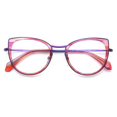 China Fashion Optical Frame Custom Rainbow Color Cat Eye Metal Frame for sale