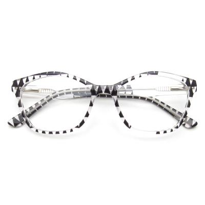 China Custom Fashion Acetate Frame Optical Frame Black Spotted Eyewear for sale