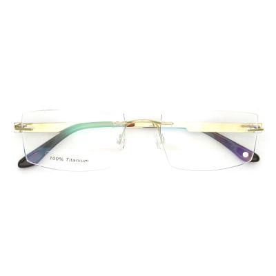 China Optical Frame Fashion Mens Rimless Glass Anti Blue Lightweight Titanium Frame for sale