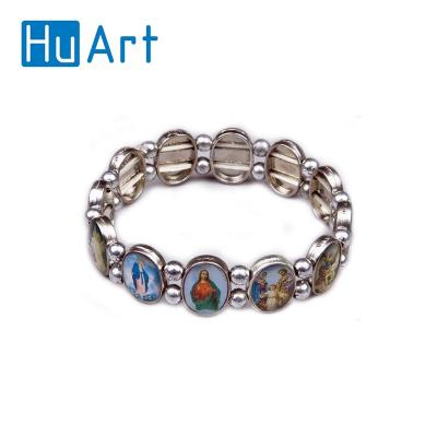 China Customized Picture Religious Catholic Christ Jesus Metal Rosary Picture Bracelet for sale