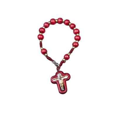 China Religious beads cross catholic rosary bracelets factory direct sale sublimation religious bracelets for sale