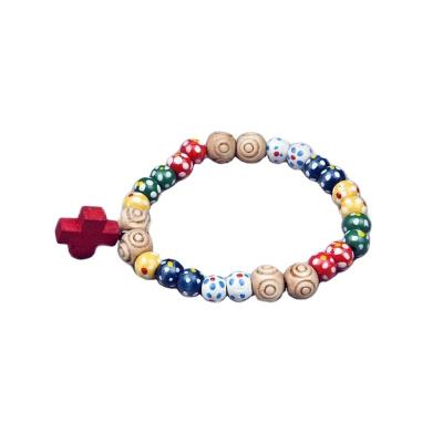 China Religious Multi Color Beads Catholic Rosary Bracelet With Cross Virgin Mary Religious Jewelry Gift Rosary for sale