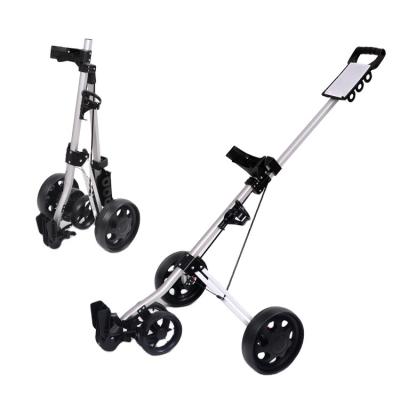 China Hot Sale Custom 3 Wheel One-Click Structure Foldable Aluminum Golf Trolley Push Trolley 3 Wheel Golf Cart for sale