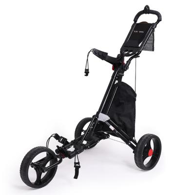 China Hot Sale Custom 3 Wheel One-Click Structure Foldable Aluminum Golf Trolley Push Trolley 3 Wheel Golf Cart for sale