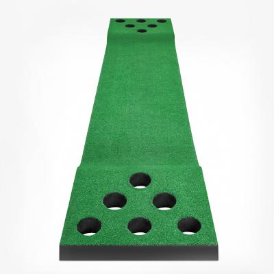 China Golf Practice Custom Golf Putting Mat 3M Indoor Golf Putting Mat 12 Holes Putting Trainers Golf Mats With for sale