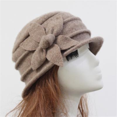 China Character HT-0035 2020 2020 Elegant Luxury Sale Flowerpot Wool Hat Winter Warm Hexagonal Cowl Top Hat For Women for sale