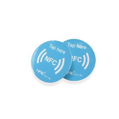 China Custom factory 13.56mhz waterproof/waterproof nfc sticker tag coated diameter 25mm epoxy/newspaper delivery tour custom/PVC/coated paper for sale