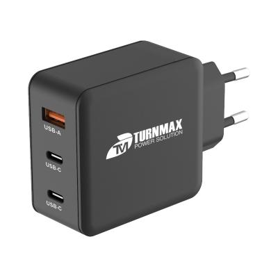 China Turnmax super fast multi ports charger gan charger for mobile phone 65w 3 ports typc c palladium charging for sale