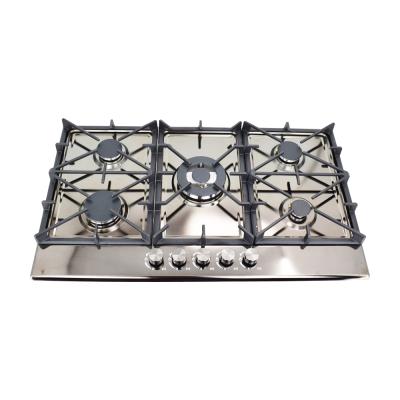 China New design hotel five burner gas cooker stove/gas hob/gas cooktop with heavy iron pan support for home use for sale