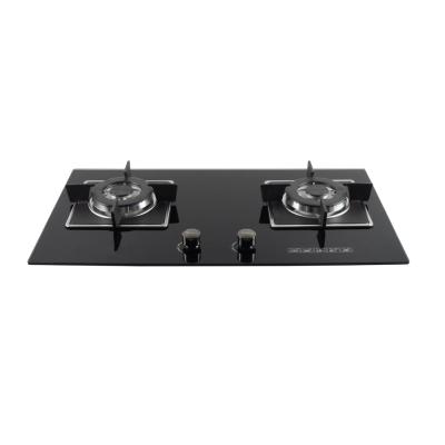 China Hotel NEW Model 2 Ring Burners Tempered Glass Panel Gas Cooker Hob Built In Gas Stove cookertop Gas Hob Wok Burner Cerooktop Hob for sale