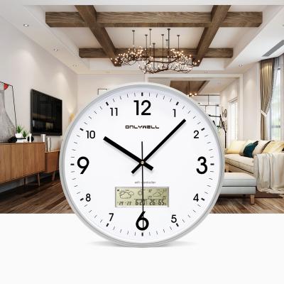 China Plastics style antique analog wall clock wifi thermometer plastics style LCD wall clocks with time and calendar for sale