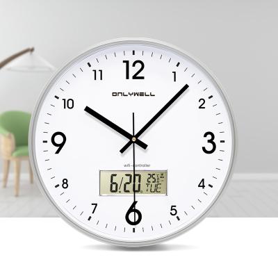 China Sizes Plastic Frame WIFI Controller Analog Clock Round LCD Digital Calendar Wall Clock for sale