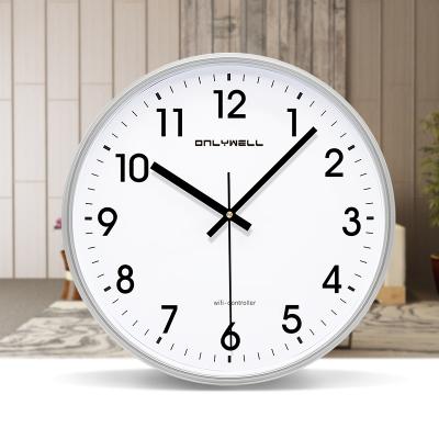 China Simple design quiet smart wifi wall clock 12 inch quartz analog clock radio for sale