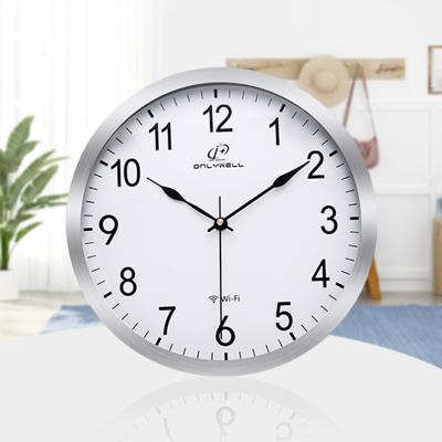 China Antique style 12 inch wall clock aluminum wifi analog clock with radio controlled movement for sale