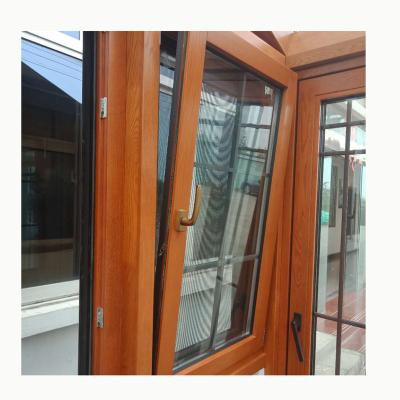 China New Design Modern Aluminum Clad Wood Windows Tilt And Turn Thermal Insulation Materials Window With Security Screens for sale