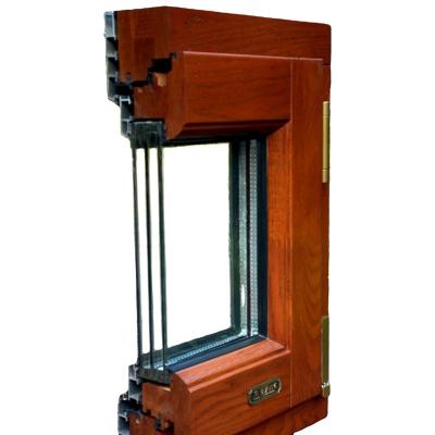 China Heat Insulation Water Proof 86 Mm Customized Aluminum Clad Wood Window Glass Pine Design Double Glazing Casement Windows for sale