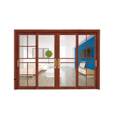 China Modern Wooden Grain Plexiglass Folding Door Aluminum Single Glass Sliding Fold Windows and Doors with Colors for sale