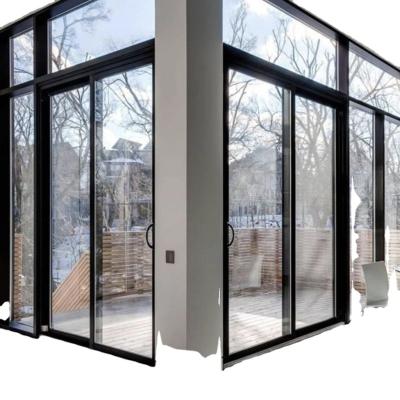 China Modern hot sale American style double glazed sliding door solid aluminum wooden sliding doors for sale