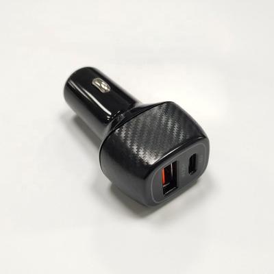 China Mobile Phone 18W Car Charger QC3.0 USB and Type-C PD 18W fast chargeing in car for iPhone/Android for sale