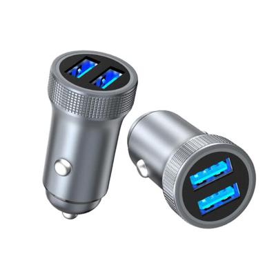 China Aluminum Alloy 5V2.4A Dual Usb Car Charger For Mobile Phone Universal Dc 5v 2.4a Aluminum Alloy Double Usb Car Charger For Mobile Phone for sale