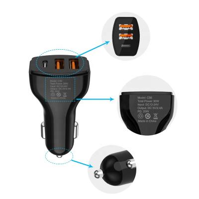 China Type-C Single USB-C Port 2.4A Car Charger 20w+Dual Power 30w Fast Car Charger Mobile Phone New Products 2021 for sale