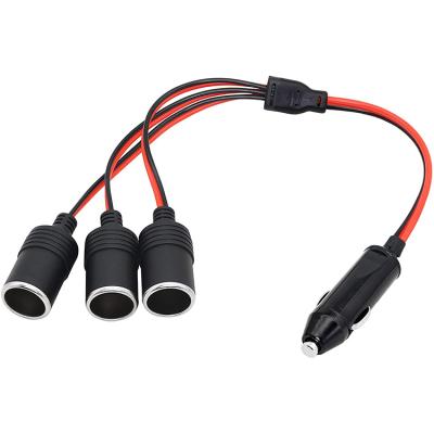 China Car Power Supply Extension Cord Cigarette Lighter Power Adapter Spliter Accessory 1 to 3 Male to Female for Car GPS Driving Recorder for sale