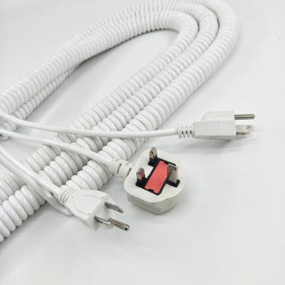 China Home Appliance Plastic Injection UK Plug In Electrical Wire Computer Spiral Power Cable Cord For Home Appliance for sale