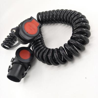 China Pure Industrial 7 Core ABS Shielded Electric Power Wire Plug Spiral Tie Custom 15 Pin Truck Trailer Cable for sale