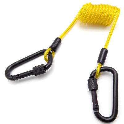 China The lost to remind color spring wire rope work tool safety rope safety freediving lanyard for sale