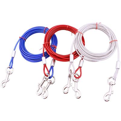 China Customized 3m 5m Free Bite Proof Double Hook Wire Outdoor Heavy Duty Tangle Rope Dog Harness And Leash Stainless Steel for sale